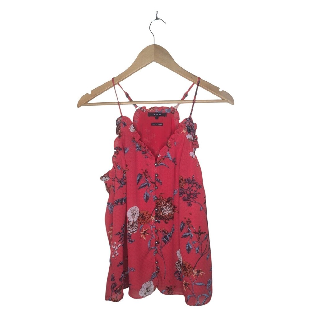Miss Me Women's Floral Chiffon Size Medium Flowy Tank Top